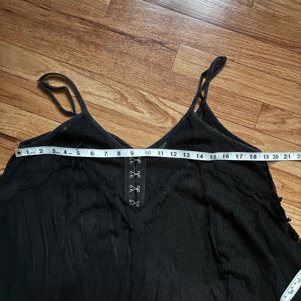POL Black Lace Boho Sheered Sleeveless Dress Tunic Women's Oversized Small - Picture 7 of 8